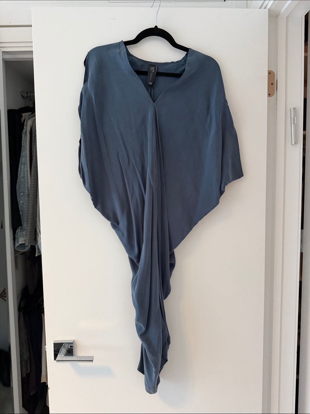 Zero + Maria Cornejo Draped V-Neck Tunic in Slate Blue